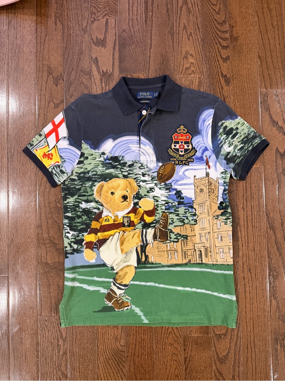 Ralph Lauren Multicolor Rugby Bear Graphic Polo - Navy, Green, Yellow